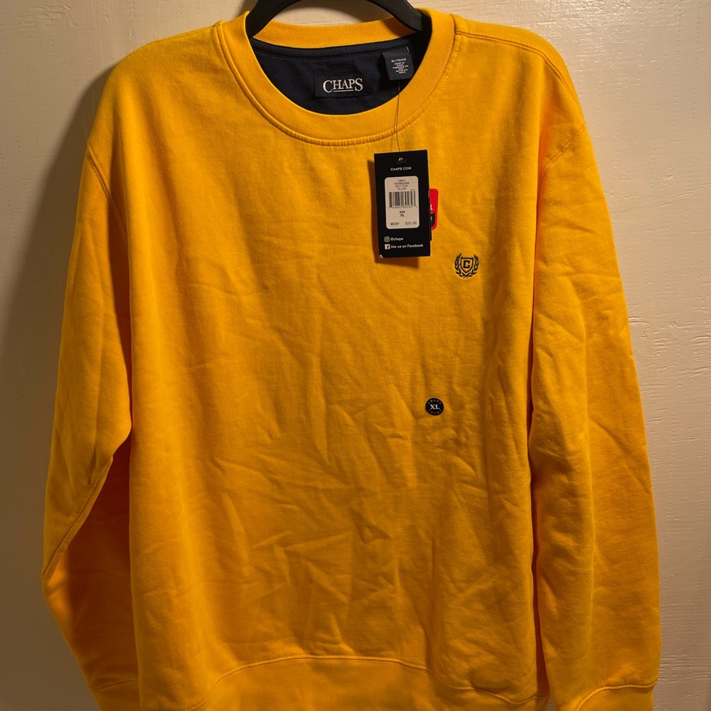 Chaps Crew Sweatshirt New With Tags XL Yellow/Gold.